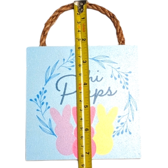 Wincraft Hi Peeps Small Wooden Sign with Jute Rope Hanger for Easter or Everyday - Picture 4 of 4
